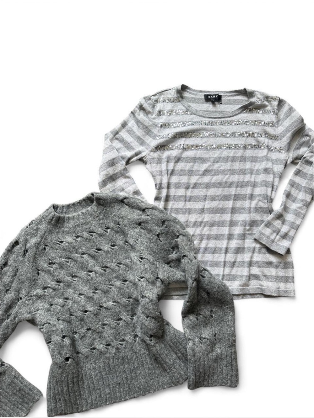 Women’s fall winter grey knit top sweater bundle size medium